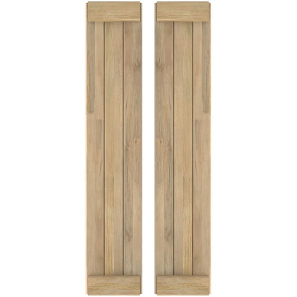Ekena Millwork Americraft 3-Board Exterior Wood Joined Board-n-Batten Shutters w/ End Batten, ARW103BB311X49UNH, PR ARW103BB311X49UNH - main